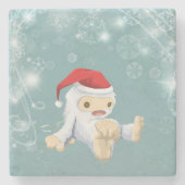 Weihnachts-Monster-Puppe mit roter Weihnachtsmannm Steinuntersetzer (Vorderseite)