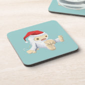 Weihnachts-Monster-Puppe mit roter Weihnachtsmannm Untersetzer (Linke Seite)