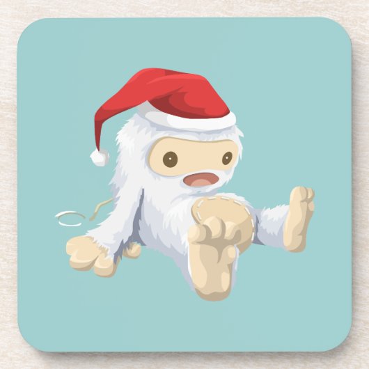 Weihnachts-Monster-Puppe mit roter Weihnachtsmannm Untersetzer (Vorderseite)