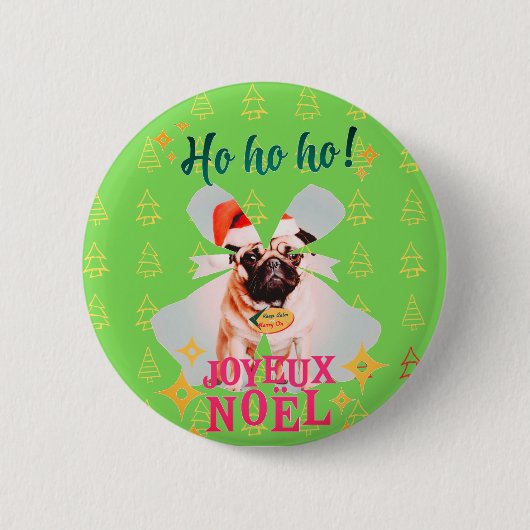 Weihnachts-Mops Button (Vorderseite)