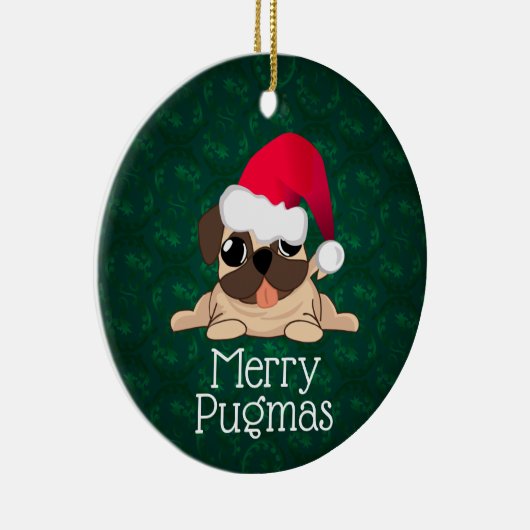 Weihnachts-Mops-Circle-Ornament Keramik Ornament (Rechts)