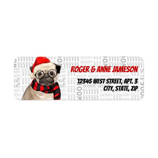 Weihnachts-Mops Dog Lover Adresse (Vorne)
