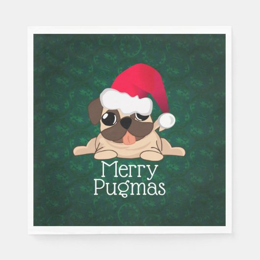 Weihnachts-Mops Dog Luncheon Paper Napkins Serviette (Vorderseite)