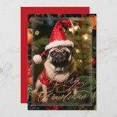 Weihnachts-Mops Elf Feiertagskarte (Vorne/Hinten)