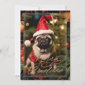 Weihnachts-Mops Elf Feiertagskarte
