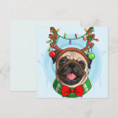 Weihnachts-Mops Feiertagskarte (Vorne/Hinten)