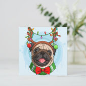 Weihnachts-Mops Feiertagskarte (Stehend Vorderseite)