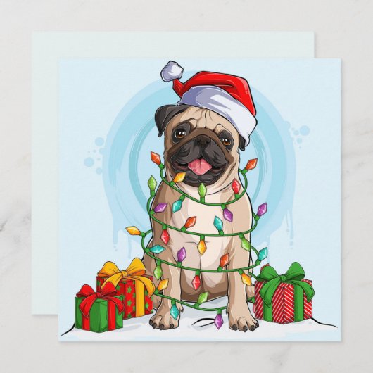 Weihnachts-Mops Feiertagskarte (Vorne/Hinten)