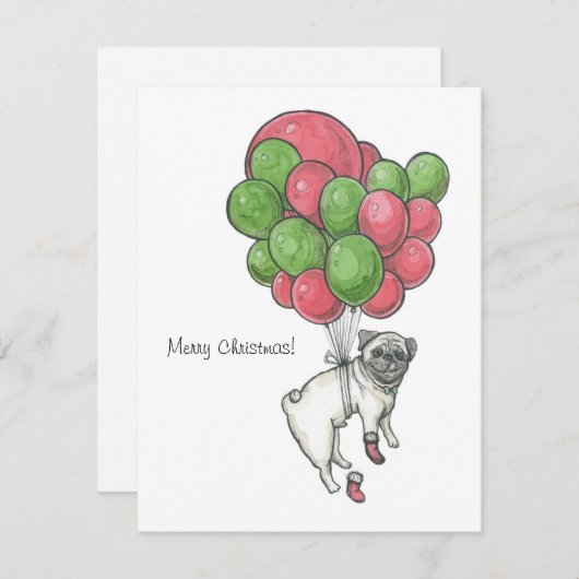 Weihnachts-Mops Feiertagskarte (Vorne/Hinten)