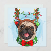 Weihnachts-Mops Feiertagskarte (Vorne/Hinten)