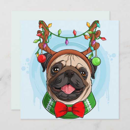 Weihnachts-Mops Feiertagskarte (Vorne/Hinten)