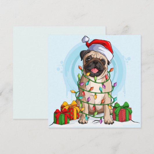 Weihnachts-Mops Feiertagskarte (Vorne/Hinten)