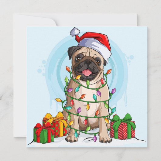 Weihnachts-Mops-Feiertagskarte Feiertagskarte (Vorderseite)