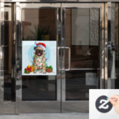 Weihnachts-Mops Fensteraufkleber (Büro Tür)