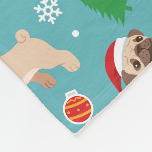 Weihnachts-Mops Fleece Blanket (Ecke)