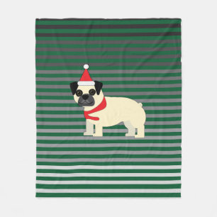 Weihnachts-Mops Fleecedecke