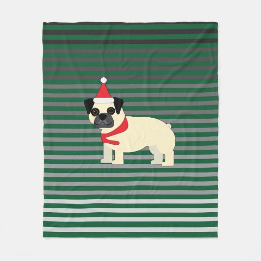 Weihnachts-Mops Fleecedecke (Vorderseite)