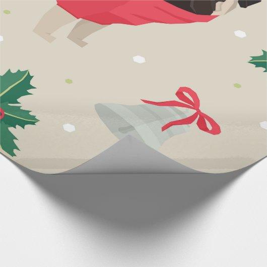 Weihnachts-Mops Geschenkpapier (Ecke)