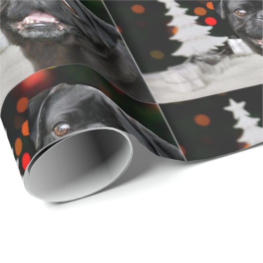 Weihnachts-Mops Geschenkpapier (Rolleneckpunkt)