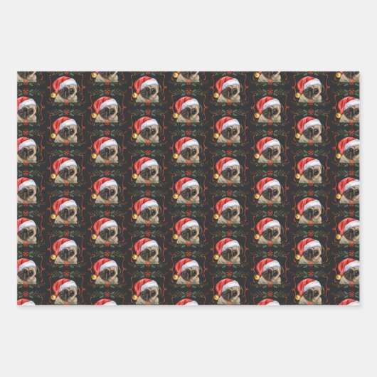 Weihnachts-Mops Geschenkpapier Set (Vorderseite 3)