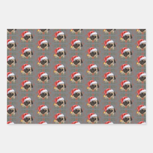 Weihnachts-Mops Geschenkpapier Set (Vorderseite 2)
