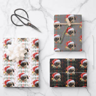 Weihnachts-Mops Geschenkpapier Set