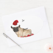 Weihnachts-Mops-Geschenksticker Ovaler Aufkleber (Umschlag)