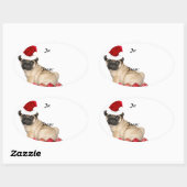 Weihnachts-Mops-Geschenksticker Ovaler Aufkleber (Blatt)