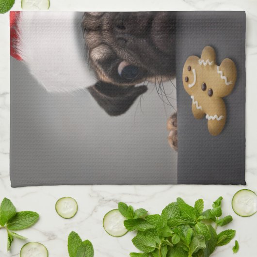 Weihnachts-Mops Geschirrtuch (Gefaltet)