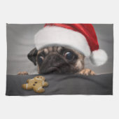 Weihnachts-Mops Geschirrtuch (Horizontal)