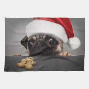 Weihnachts-Mops Geschirrtuch
