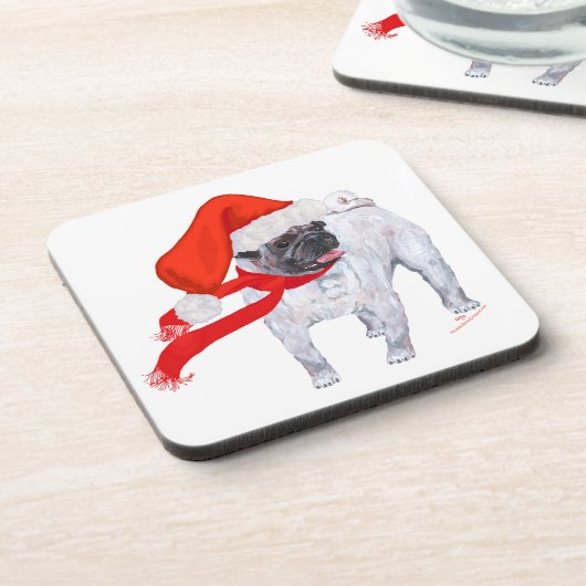 Weihnachts-Mops Getränkeuntersetzer (Linke Seite)