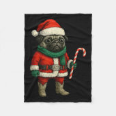 Weihnachts-Mops Hund Funny Xmas Outfit Roter Mops  Fleecedecke (Vorderseite)