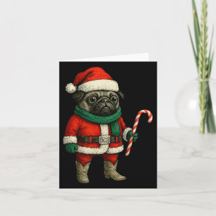 Weihnachts-Mops Hund Funny Xmas Outfit Roter Mops  Karte