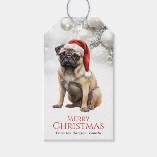 Weihnachts-Mops-Hund-Geschenkanhänger Geschenkanhänger