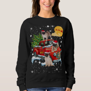Weihnachts Mops Hund mit Vintagem rotem LKW Funny  Sweatshirt