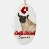 Weihnachts-Mops-Hund-Sonderbehandlung Oval Ornamen Keramik Ornament (Rechts)