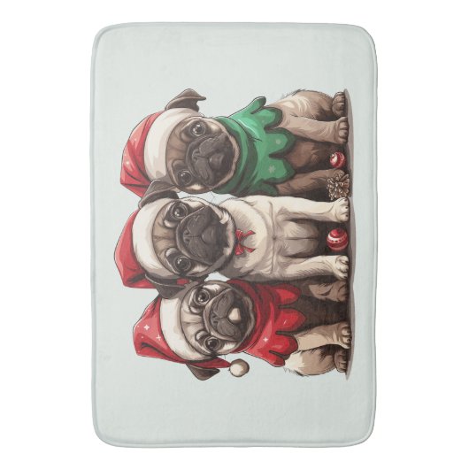 Weihnachts-Mops-Hunde Badematte (Vorderseite Vertikal)