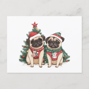 Weihnachts-Mops-Hunde Feiertagspostkarte