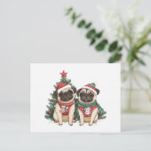 Weihnachts-Mops-Hunde Feiertagspostkarte (Stehend Vorderseite)