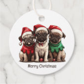 Weihnachts-Mops-Hunde Geschenkanhänger (Vorderseite)