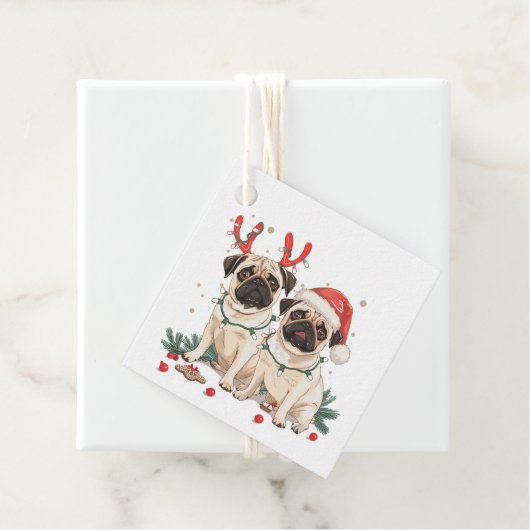 Weihnachts-Mops-Hunde Geschenkanhänger (Beispiel)