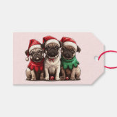 Weihnachts-Mops-Hunde Geschenkanhänger (Vorderseite (Horizontal))