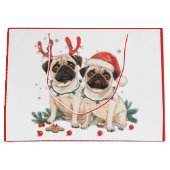 Weihnachts-Mops-Hunde Große Geschenktüte (Vorderseite)