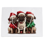 Weihnachts-Mops-Hunde Große Geschenktüte (Vorderseite)