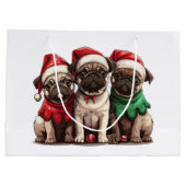 Weihnachts-Mops-Hunde Große Geschenktüte (Rückseite)