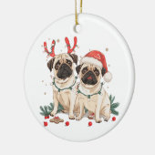Weihnachts-Mops-Hunde Keramik Ornament (Links)