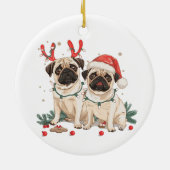 Weihnachts-Mops-Hunde Keramik Ornament (Hinten)