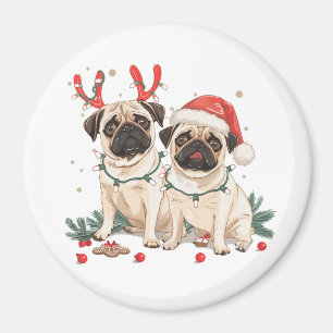 Weihnachts-Mops-Hunde Magnet