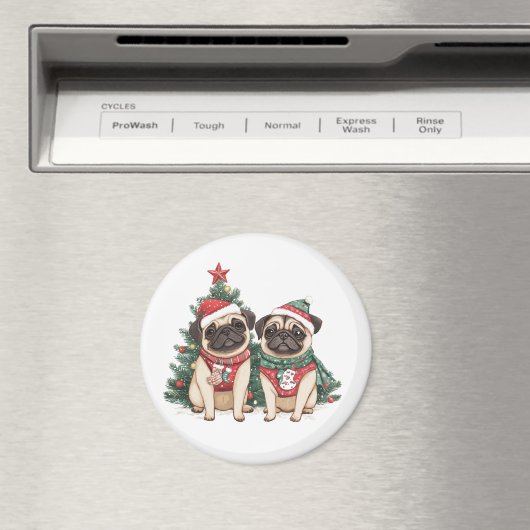 Weihnachts-Mops-Hunde Magnet (In Situ (Geschirrspüler))
